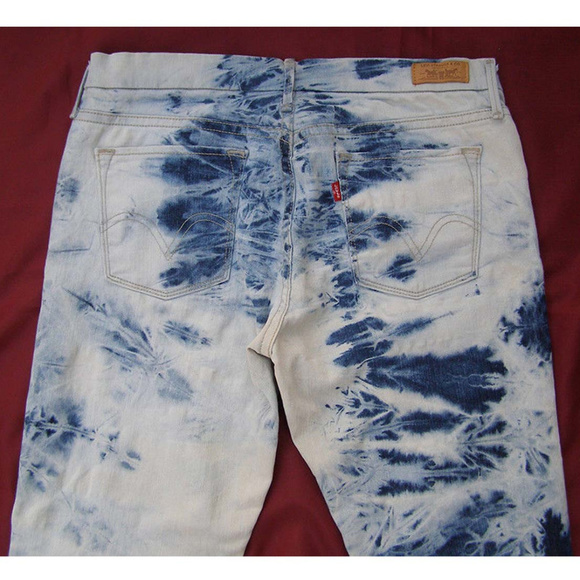 NEW sz9 Levis Skinny 631 Jeans Tie Dye Bleach wash - Picture 5 of 8